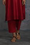 Shop_Charkhee_Red Kurta Chanderi Embroidery U Neck Set _Online_at_Aza_Fashions