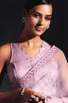 Shop_Charkhee_Purple Saree Organza Embroidery V Neck Embellished With Blouse _Online_at_Aza_Fashions