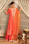 Buy_Tanu Malhotra_Orange Kurta- Modal Silk Skirt-georgette Dupatta Organza Skirt Set  _at_Aza_Fashions