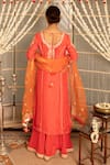 Shop_Tanu Malhotra_Orange Kurta- Modal Silk Skirt-georgette Dupatta Organza Skirt Set  _at_Aza_Fashions