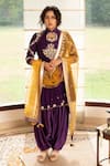 Buy_Tanu Malhotra_Purple Kurta- Modal Silk Embroidery Zari Mandarin Dhoti Pant Set  _at_Aza_Fashions