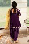 Shop_Tanu Malhotra_Purple Kurta- Modal Silk Embroidery Zari Mandarin Dhoti Pant Set  _at_Aza_Fashions