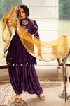 Buy_Tanu Malhotra_Purple Kurta- Modal Silk Embroidery Zari Mandarin Dhoti Pant Set  _Online_at_Aza_Fashions