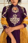Shop_Tanu Malhotra_Purple Kurta- Modal Silk Embroidery Zari Mandarin Dhoti Pant Set  _Online_at_Aza_Fashions