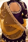 Tanu Malhotra_Purple Kurta- Modal Silk Embroidery Zari Mandarin Dhoti Pant Set  _at_Aza_Fashions