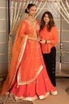 Tanu Malhotra_Coral Blouse- Modal Silk Lehenga Georgette Dupatta Organza Set  _at_Aza_Fashions