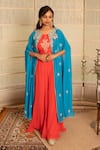 Buy_Tanu Malhotra_Coral Kurta- Modal Silk Palazzo-georgette Top And Palazzo Set  _at_Aza_Fashions