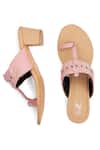 The Madras Trunk_Pink Cut Work Kolhapuri Block Heels _Online_at_Aza_Fashions
