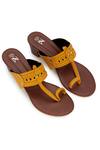 Buy_The Madras Trunk_Yellow Cutwork Kolhapuri Block Heels_at_Aza_Fashions