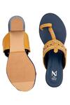 Shop_The Madras Trunk_Yellow Cut Work Kolhapuri Block Heels _at_Aza_Fashions