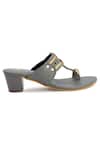 The Madras Trunk_Grey Cut Work Kolhapuri Block Heels _at_Aza_Fashions