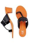 The Madras Trunk_Orange Cut Work Kolhapuri Block Heels _Online_at_Aza_Fashions