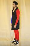 The Natty Garb_Black Cotton Hoodie Kurta _Online_at_Aza_Fashions
