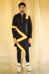 The Natty Garb_Black Cotton Zipper Kurta _Online_at_Aza_Fashions