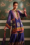 Buy_Kalista_Blue Viscose Georgette Sahiba Floral Pattern Kurta Gharara Set_Online_at_Aza_Fashions