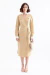 Buy_NOTEBOOK_Beige Embroidery Mandarin Collar Shirt Wrap Dress _at_Aza_Fashions