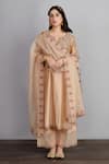 Buy_Torani_Beige Kurta And Pant Handwoven Chanderi Dupatta & Chandan Sehmat Set  _at_Aza_Fashions