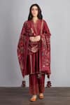 Buy_Torani_Red , Pant And Dupatta Handwoven Chanderi & Sanobar Kashish Set _at_Aza_Fashions