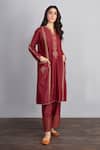 Torani_Red , Pant And Dupatta Handwoven Chanderi & Sanobar Kashish Set _Online_at_Aza_Fashions