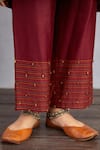 Torani_Red , Pant And Dupatta Handwoven Chanderi & Sanobar Kashish Set _at_Aza_Fashions