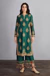 Torani_Green Kurta And Pant Handwoven Chanderi & Cotton Voile Sheesham Falgun Set _Online_at_Aza_Fashions