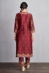 Shop_Torani_Red Handwoven Chanderi Round Sanobar Urvi Kurta Set _at_Aza_Fashions