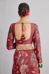 Torani_Red Cotton Silk Embroidery Sweetheart Neck Sanobar Revathi Blouse _Online_at_Aza_Fashions