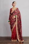 Buy_Torani_Red Cotton Silk Sanobar Revathi Saree  _at_Aza_Fashions