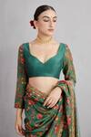 Buy_Torani_Green Cotton Silk Embroidery Sweetheart Neck Sheesham Revathi Blouse _at_Aza_Fashions