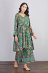 Buy_Torani_Green Pant Organza  Kurta And Pant Cotton V Sheesham Nazam & Set _at_Aza_Fashions