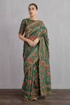 Torani_Green Embroidery Round Sheesham Enakshi Blouse _Online_at_Aza_Fashions