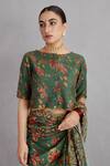 Buy_Torani_Green Embroidery Round Sheesham Enakshi Blouse _at_Aza_Fashions