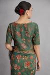 Buy_Torani_Green Embroidery Round Sheesham Enakshi Blouse _Online_at_Aza_Fashions