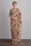 Torani_Beige Embroidery Round Chandan Enakshi Blouse _Online_at_Aza_Fashions