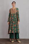 Buy_Torani_Green Pant Handwoven Chanderi And Cotton Voile Kurta Sheesham Tara & Set _at_Aza_Fashions