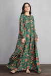 Buy_Torani_Green Cotton Silk Embroidery Round Sheesham Amrut Gown _at_Aza_Fashions