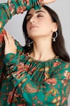 Shop_Torani_Green Cotton Silk Embroidery Round Sheesham Amrut Gown _at_Aza_Fashions