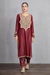 Torani_Red , Pant And Dupatta Handwoven Chanderi & Sanobar Paakizah Set _Online_at_Aza_Fashions