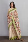 Buy_Torani_Beige Handwoven Chanderi Floral Airawata Chandni Saree  _at_Aza_Fashions