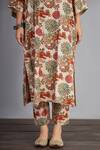 Shop Torani Beige Handwoven Chanderi Floral V Neck Airawata Barkha Kurta And Pant Set Online at Aza Fashions Shop_Torani_Beige Handwoven Chanderi Floral V Neck Airawata Barkha Kurta And Pant Set_Online_at_Aza_Fashions