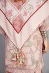 Torani_Pink Embroidery, Tassels Gulbahari Aafiya Scarf _at_Aza_Fashions