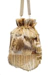 Shop_SG Collection By Sonia Gulrajani_Gold Beads, Tassels Torro Velvet Embroidered Potli Bag _at_Aza_Fashions