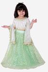 Tiny Pants_Green Net Embroidered Floral Gota Patti Lehenga Set _Online_at_Aza_Fashions