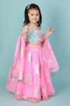 Tiny Pants_Pink Organza Woven And Thread & Floral Motif Lehenga Set _Online_at_Aza_Fashions