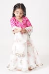 Tiny Pants_White Floral Print Lehenga Set For Girls_at_Aza_Fashions