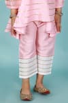 Tiny Pants_Pink , Satin Gota Patti Asymmetric Kurta And Pant Set _at_Aza_Fashions