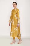 Buy_Arcvsh By Pallavi Singh_Yellow Lining Cotton, Silk Chanderi Petal Round Print Kurta And Pant Set _Online_at_Aza_Fashions