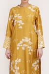Shop_Arcvsh By Pallavi Singh_Yellow Lining Cotton, Silk Chanderi Petal Round Print Kurta And Pant Set _Online_at_Aza_Fashions