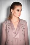 Buy_Rohit Gandhi + Rahul Khanna_Purple Georgette Lapel Collar Embellished Top_Online_at_Aza_Fashions