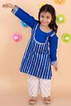 Buy Tiny Pants Blue Cotton Gota Patti Embroidered A Line Kurta And Palazzo Set at Aza Fashions Buy_Tiny Pants_Blue Cotton Gota Patti Embroidered A Line Kurta And Palazzo Set _at_Aza_Fashions